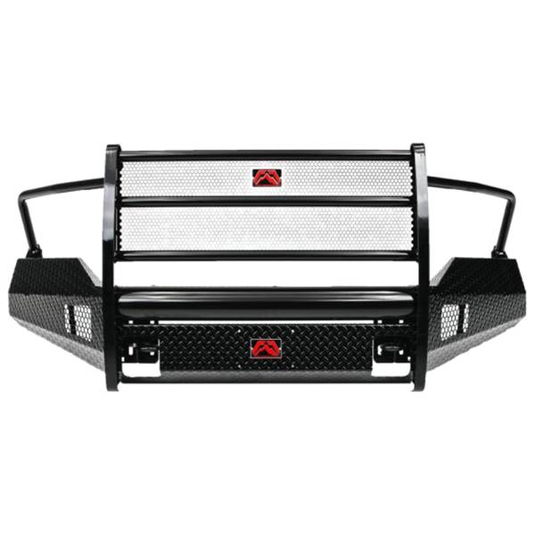 Fab Fours - Fab Fours DR13-K2960-1 Black Steel Front Bumper with Full Grille Guard for Dodge Ram 1500 2013-2018