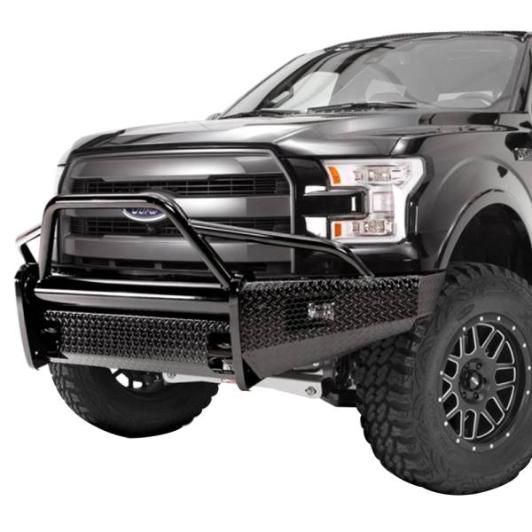 Fab Fours - Fab Fours FF09-K1962-1 Black Steel Front Bumper with Pre-Runner Guard for Ford F150 2009-2014