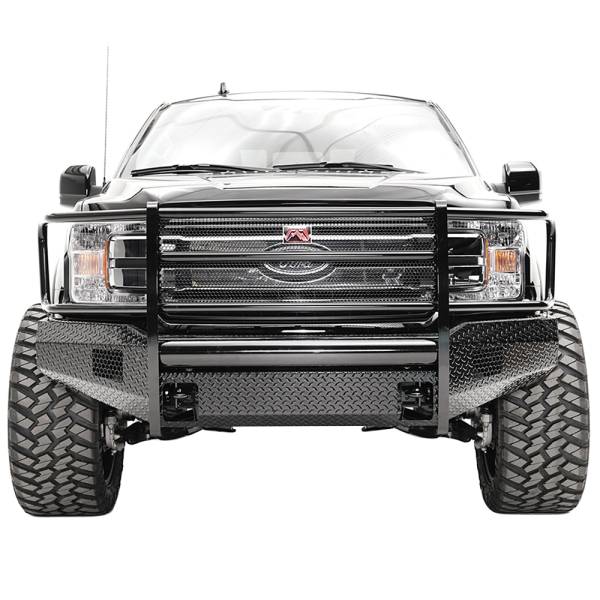 Fab Fours - Fab Fours FF18-K4560-1 Black Steel Front Bumper with Full Grille Guard for Ford F150 2018-2020