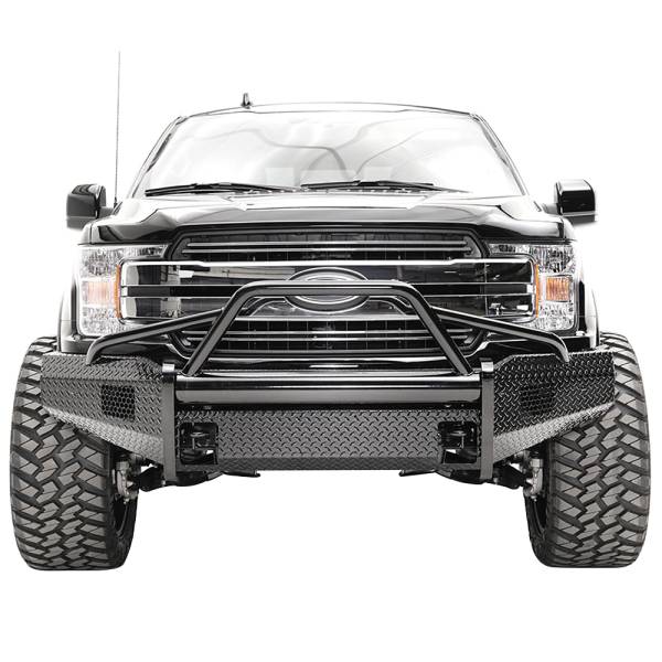 Fab Fours - Fab Fours FF18-K4562-1 Black Steel Front Bumper with Pre-Runner Guard for Ford F150 2018-2020