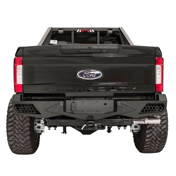 Fab Fours - Fab Fours FS17-E4151-1 Vengeance Rear Bumper with Sensor Holes for Ford F250/F350/F450/F550 2017-2022
