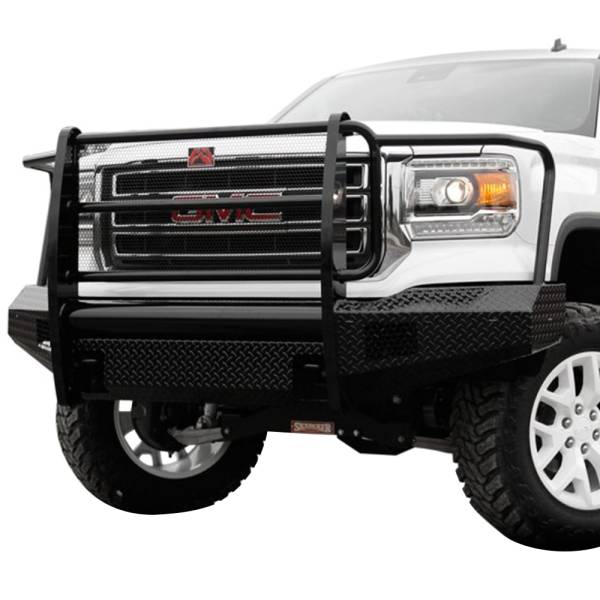 Fab Fours - Fab Fours GS14-K3160-1 Black Steel Front Bumper with Full Grille Guard for GMC Sierra 1500 2014-2015