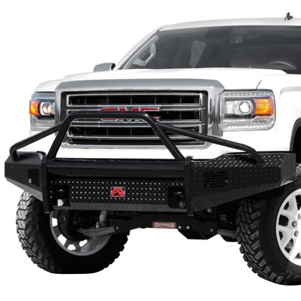 Fab Fours - Fab Fours GS14-K3162-1 Black Steel Front Bumper with Pre-Runner Guard for GMC Sierra 1500 2014-2015
