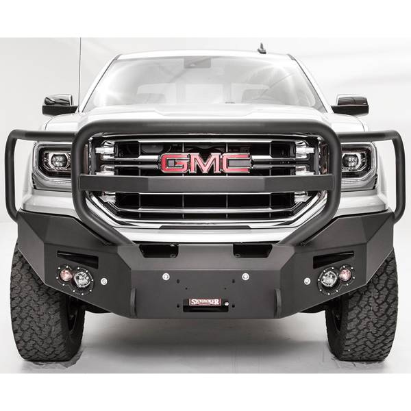 Fab Fours - Fab Fours GS16-F3950-1 Premium Winch Front Bumper with Full Guard and Sensor Holes for GMC Sierra 1500 2016-2018
