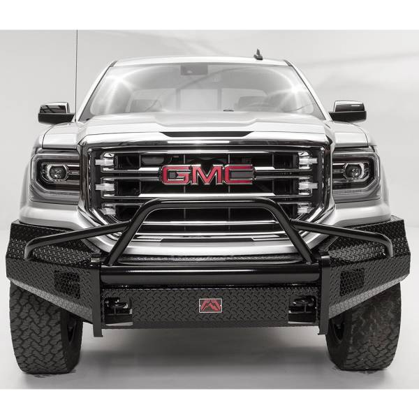 Fab Fours - Fab Fours GS16-K3962-1 Black Steel Front Bumper with Pre-Runner Guard for GMC Sierra 1500 2016-2018