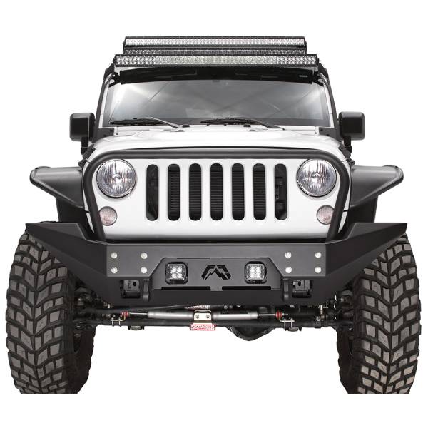 Fab Fours - Fab Fours JK07-B1858-1 FMJ Full Width Winch Front Bumper with Full Guard for Jeep Wrangler JK 2007-2018