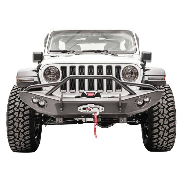 Fab Fours - Fab Fours JL18-B4652-1 Lifestyle Winch Front Bumper with Pre-Runner Guard for Jeep Gladiator JT 2019