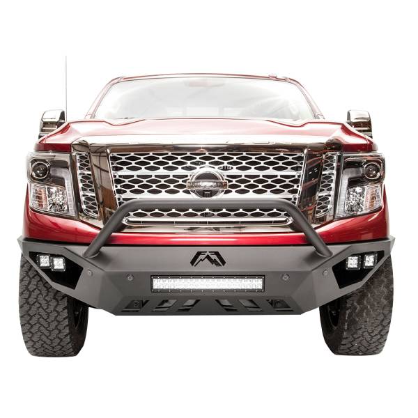Fab Fours - Fab Fours NT16-D3752-1 Vengeance Front Bumper with Pre-Runner Guard and Sensor Holes for Nissan Titan XD 2016-2021