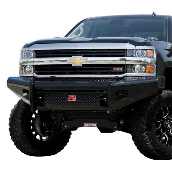 Fab Fours - Fab Fours CH08-S2061-1 Black Steel Front Bumper for Chevy Silverado 2500HD/3500 2007-2010