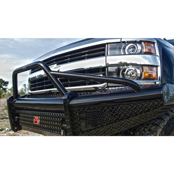 Fab Fours - Fab Fours CH14-S3062-1 Black Steel Front Bumper with Pre-Runner Guard for Chevy Silverado 2500HD/3500 2015-2019
