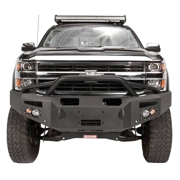 Fab Fours - Fab Fours CH14-C3052-1 Premium Winch Front Bumper with Pre-Runner Guard for Chevy Silverado 2500HD/3500 2015-2019