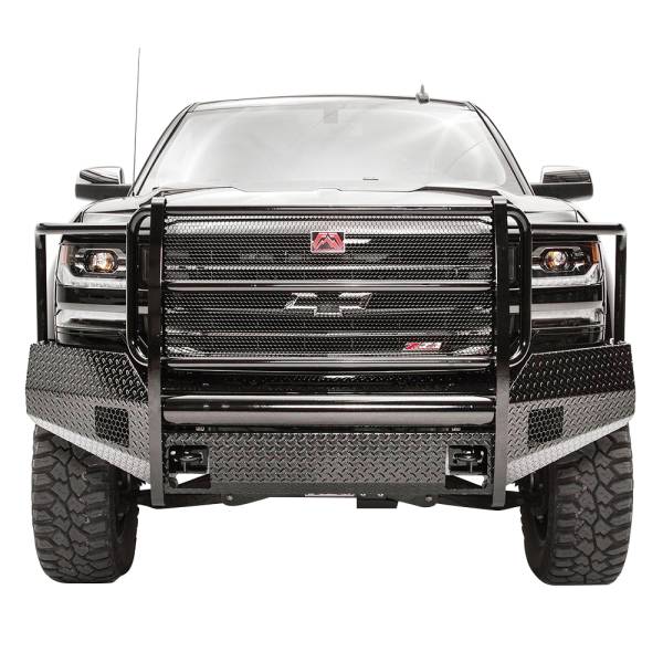Fab Fours - Fab Fours CS16-K3860-1 Black Steel Front Bumper with Grille Guard for Chevy Silverado 1500 2016-2018