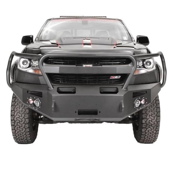 Fab Fours - Fab Fours CC15-H3350-1 Premium Winch Front Bumper with Grille Guard for Chevy Colorado 2015-2019