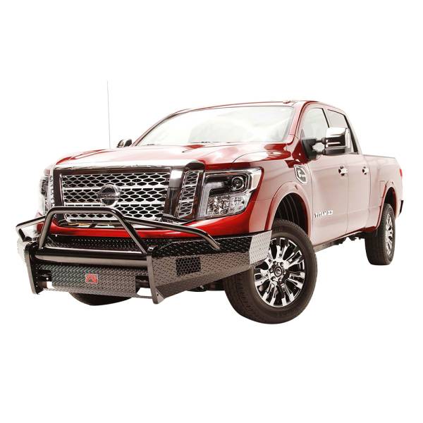 Fab Fours - Fab Fours NT16-K3762-1 Black Steel Front Bumper with Pre-Runner Guard for Nissan Titan XD 2016-2021