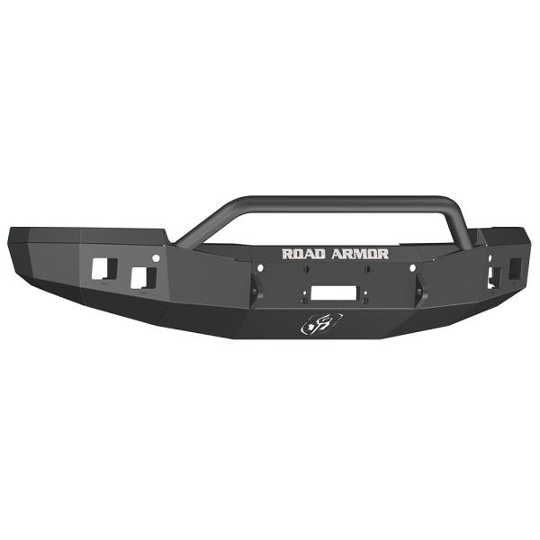 Road Armor - Road Armor 314R4B Stealth Winch Front Bumper with Pre-Runner Guard and Square Light Holes for Chevy Silverado 1500 2014-2015