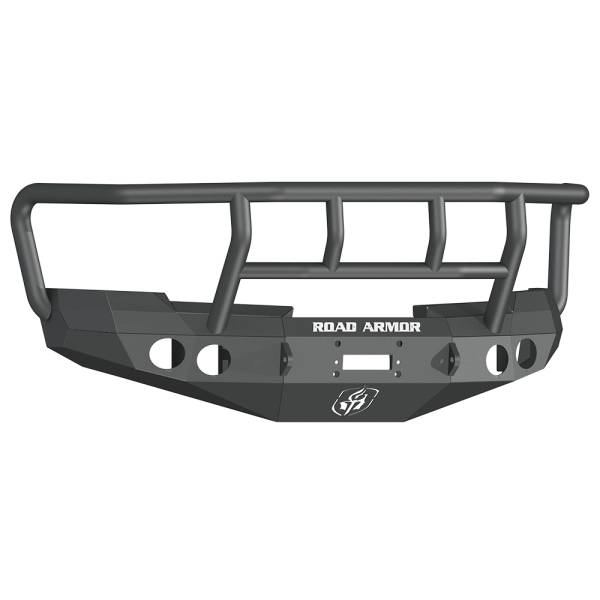 Road Armor - Road Armor 37702B Stealth Winch Front Bumper with Titan II Guard and Round Light Holes for Chevy Silverado 1500 2008-2013
