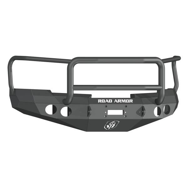Road Armor - Road Armor 37705B Stealth Winch Front Bumper with Lonestar Guard and Round Light Holes for Chevy Silverado 1500 2008-2013