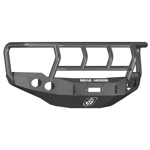 Road Armor - Road Armor 38202B Stealth Winch Front Bumper with Titan II Guard and Round Light Holes for Chevy Silverado 2500HD/3500 2011-2014