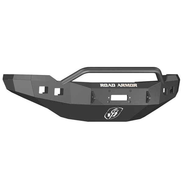 Road Armor - Road Armor 382R4B Stealth Winch Front Bumper with Pre-Runner Guard and Square Light Holes for Chevy Silverado 2500HD/3500 2011-2014