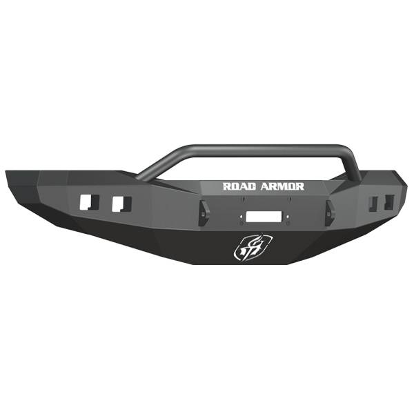 Road Armor - Road Armor 407R4B Stealth Winch Front Bumper with Pre-Runner Guard and Square Light Holes for Dodge Ram 1500 2006-2008