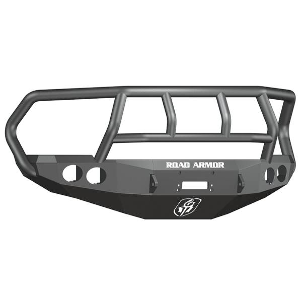 Road Armor - Road Armor 40802B Stealth Winch Front Bumper with Titan II Guard and Round Light Holes for Dodge Ram 2500/3500/4500/5500 2010-2018