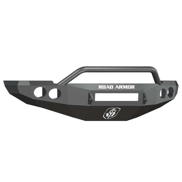 Road Armor - Road Armor 40804B-NW Stealth Non-Winch Front Bumper with Pre-Runner Guard and Round Light Holes for Dodge Ram 2500/3500/4500/5500 2010-2018