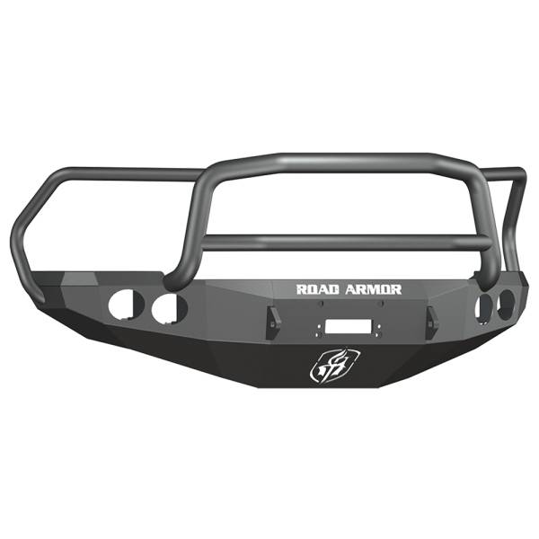 Road Armor - Road Armor 40805B Stealth Winch Front Bumper with Lonestar Guard and Round Light Holes for Dodge Ram 2500/3500/4500/5500 2010-2018