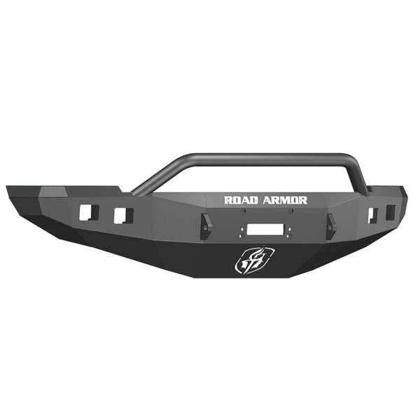 Road Armor - Road Armor 408R4B Stealth Winch Front Bumper with Pre-Runner Guard and Square Light Holes for Dodge Ram 2500/3500/4500/5500 2010-2018