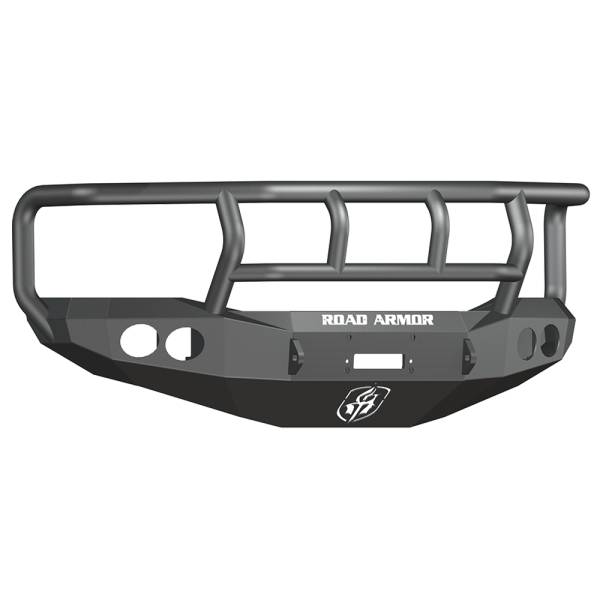 Road Armor - Road Armor 44062B Stealth Winch Front Bumper with Titan II Guard and Round Light Holes for Dodge Ram 2500/3500/4500/5500 2006-2009