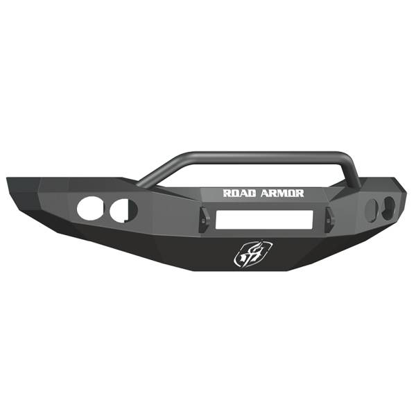 Road Armor - Road Armor 44064B-NW Stealth Non-Winch Front Bumper with Pre-Runner Guard and Round Light Holes for Dodge Ram 2500/3500/4500/5500 2006-2009