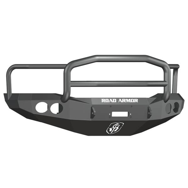 Road Armor - Road Armor 44065B Stealth Winch Front Bumper with Lonestar Guard and Round Light Holes for Dodge Ram 2500/3500/4500/5500 2006-2009