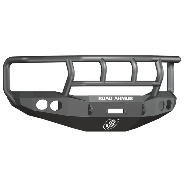 Road Armor - Road Armor 44072B Stealth Winch Front Bumper with Titan II Guard and Round Light Holes for Dodge Ram 1500 2006-2008