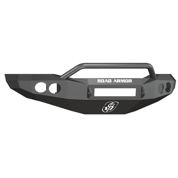 Road Armor - Road Armor 44074B-NW Stealth Non-Winch Front Bumper with Pre-Runner Guard and Round Light Holes for Dodge Ram 1500 2006-2008