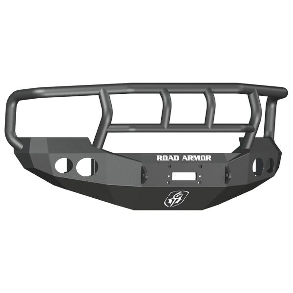 Road Armor - Road Armor 60502B Stealth Winch Front Bumper with Titan II Guard and Round Light Holes for Ford F250/F350/F450/Excursion 2005-2007