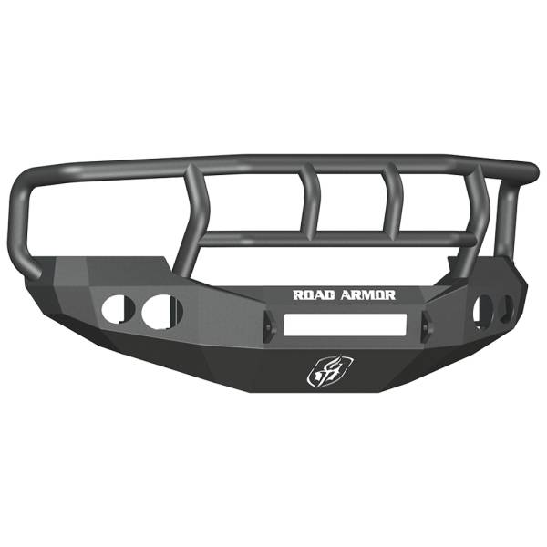 Road Armor - Road Armor 60502B-NW Stealth Non-Winch Front Bumper with Titan II Guard and Round Light Holes for Ford F250/F350/F450/Excursion 2005-2007
