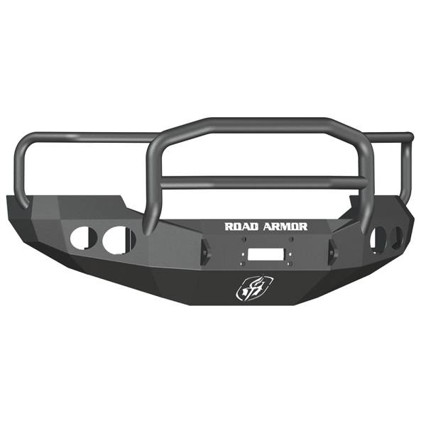 Road Armor - Road Armor 60505B Stealth Winch Front Bumper with Lonestar Guard and Round Light Holes for Ford F250/F350/F450/Excursion 2005-2007
