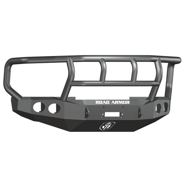 Road Armor - Road Armor 60802B Stealth Winch Front Bumper with Titan II Guard and Round Light Holes for Ford F250/F350/F450 2008-2010