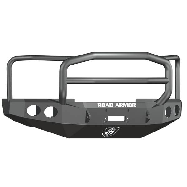 Road Armor - Road Armor 60805B Stealth Winch Front Bumper with Lonestar Guard and Round Light Holes for Ford F250/F350/F450 2008-2010