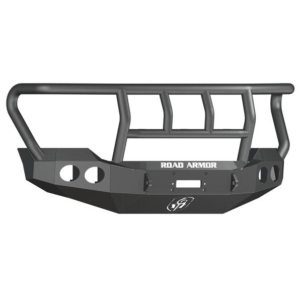 Road Armor - Road Armor 61102B Stealth Winch Front Bumper with Titan II Guard and Round Light Holes for Ford F250/F350 2011-2016