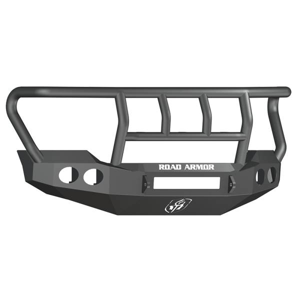 Road Armor - Road Armor 61102B-NW Stealth Non-Winch Front Bumper with Titan II Guard and Round Light Holes for Ford F250/F350 2011-2016