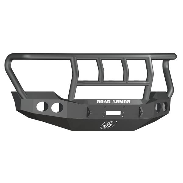 Road Armor - Road Armor 611402B Stealth Winch Front Bumper with Titan II Guard and Round Light Holes for Ford F450/F550 2011-2016