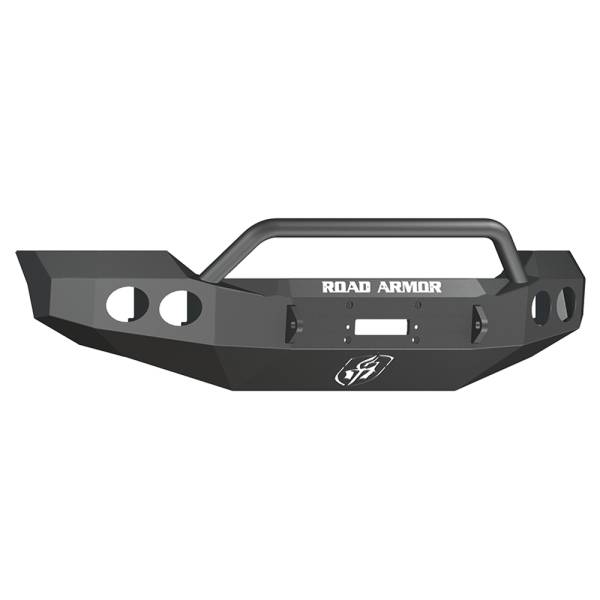 Road Armor - Road Armor 611404B Stealth Winch Front Bumper with Pre-Runner Guard and Round Light Holes for Ford F450/F550 2011-2016