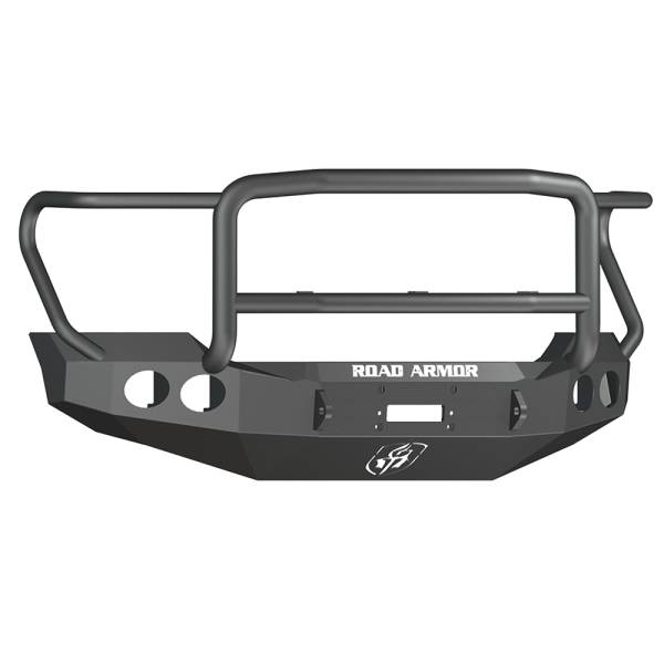 Road Armor - Road Armor 611405B Stealth Winch Front Bumper with Lonestar Guard and Round Light Holes for Ford F450/F550 2011-2016