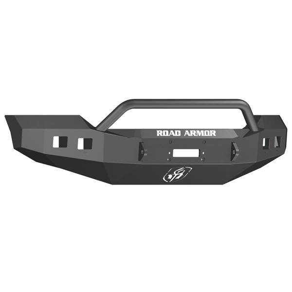 Road Armor - Road Armor 6114R4B Stealth Winch Front Bumper with Pre-Runner Guard and Square Light Holes for Ford F450/F550 2011-2016