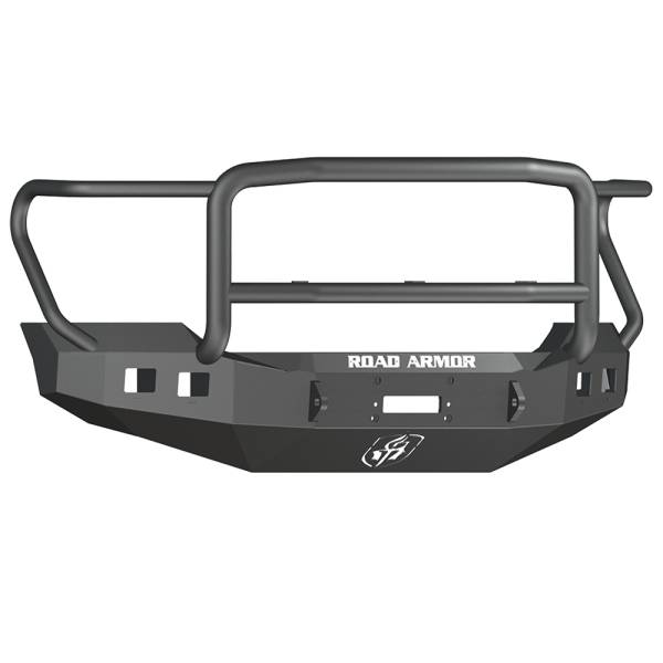 Road Armor - Road Armor 6114R5B Stealth Winch Front Bumper with Lonestar Guard and Square Light Holes for Ford F450/F550 2011-2016