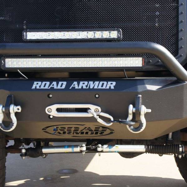Road Armor - Road Armor 611R4B Stealth Winch Front Bumper with Pre-Runner Guard and Square Light Holes for Ford F250/F350 2011-2016