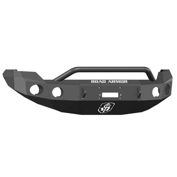 Road Armor - Road Armor 66134B Stealth Winch Front Bumper with Pre-Runner Guard and Round Light Holes for Ford F150 2009-2014