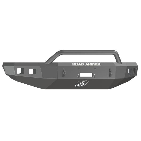 Road Armor - Road Armor 914R4B Stealth Winch Front Bumper with Pre-Runner Guard and Square Light Holes for Toyota Tundra 2014-2021