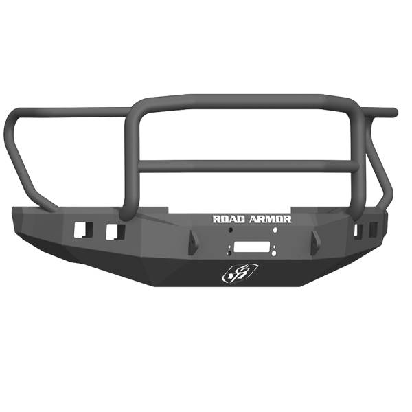 Road Armor - Road Armor 61745B Stealth Winch Front Bumper with Lonestar Guard and Square Light Holes for Ford F450/F550 2017-2021