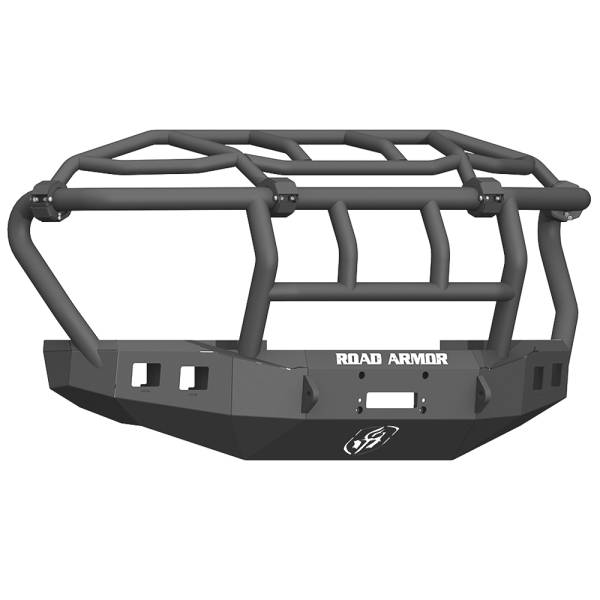 Road Armor - Road Armor 617F3B Stealth Winch Front Bumper with Intimidator Guard and Square Light Holes for Ford F250/F350 2017-2022